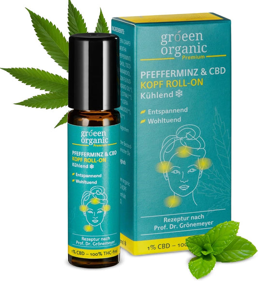 Gröeen Organic Pfefferminz & CBD Kopf Roll-On | 10ml